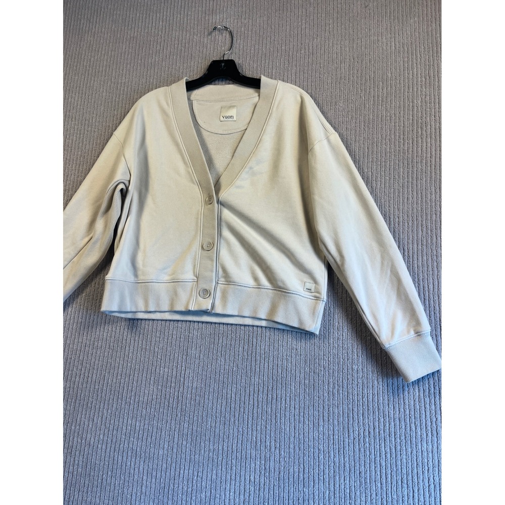 Vuori Restore Cardigan Womens M or S Cream Button Front V-Neck Sweatshirt - Picture 2 of 8